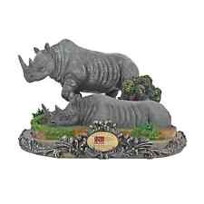 Figurine with Stand Black Rhino Pattern Polyresin Home Indoor Decoration Gifts picture