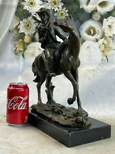Bronze Sculpture Statue Large a Cowboy Riding Horse Figurine Figure Deco ART picture