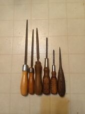 Vintage Wooden Handle Tools Lot Of 6 Unique USA Made Decent Rare Old Designs Htf picture