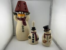 Russ Berrie and Co. Ceramic Snowman Painter, Tealight Candle Holder & Bell - Lot picture