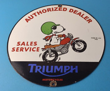 Vintage Triumph Motorcycles Sign - Gas Pump Mechanic Shop Garage Porcelain Sign picture
