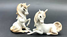 Vintage Enesco Rainbow Forest Unicorn Figurines Bird Butterfly Hand Painted 1985 picture