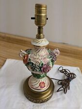 Vtg. Capodimonte lamp: hand painted, urn style with raised floral. picture