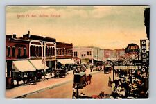 Salina KS-Kansas, Santa Fe Avenue, Antique, Vintage Postcard picture