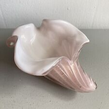 Murano Italian Art Glass Sea Shell Pink Gold Aventurine Vintage Retro MCM Bowl picture