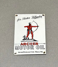 VINTAGE 12” ARCHER PORCELAIN SIGN CAR GAS TRUCK GASOLINE OIL picture