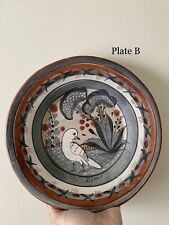 Vintage Mexican Tonala Pottery Plate with Bird Design, Handmade Mexican Folk Art picture