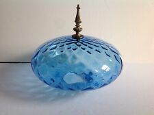 Vintage Blue Flying Saucer Glass Hanging Swag Lamp Replacement Globe Light Shade picture