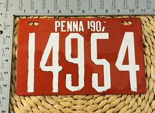 1907 Pennsylvania Porcelain License Plate 14954 ALPCA STERN CONSIGNMENT TU picture