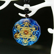 Blue Paillette Orgone Pendant Crystal Gems 7 Chakra Reiki Healing Energy Decor picture