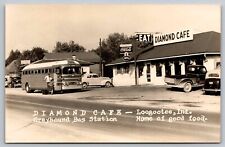 Postcard RPPC Diamond Cafe Greyhound Bus Station Coca Cola Loogootee Indiana picture