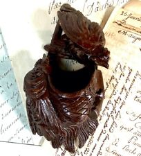 Antique Black Forest Carved Match or Toothpick Holder, Wall Pocket, Game Birds picture