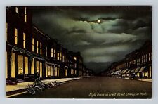 Dowagiac MI-Michigan, Night Scene On Front Street, Vintage c1914 Postcard picture