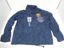 VINTAGE 70'S SCHOOL BOY BLUE JACKET WITH SPORT PATCHES BASEBALL SWIM picture