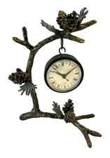 Clock Metal Bird And Pinecone Branch Accent Rustic Cabin Lodge ~ SPI Home 33491 picture