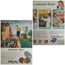  Milky Way Chocolate Swift Meats Original  Print Ad Double Sided 1948 Color  picture