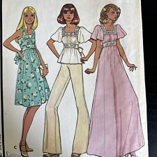 Vintage 1970s McCalls 4480 Boho Cottagecore Dress or Top Sewing Pattern 12 CUT picture