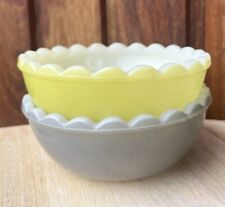 Vintage Agee Pyrex Scalloped Grey/Lime Pudding Bowls X2 picture