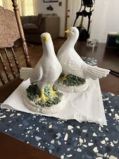 Pair Of Vintage Italian Hand painted Majolica Doves picture