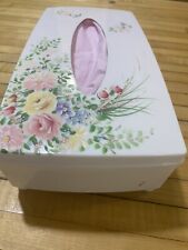 Vintage BITS O' GLAMOUR TISSUE BOX SALLY GOULD FLORAL Hand Painted Pink picture