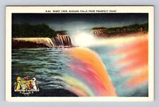 Niagara Falls Ontario-Canada, Night, Falls From Prospect Point Vintage Postcard picture