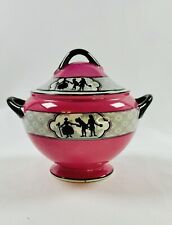 Baker & Co. Ltd. England Silhouette Sugar Bowl Hot Pink Early-Mid 1900s Antique. picture