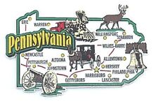 PENNSYLVANIA STATE MAP AND LANDMARKS COLLAGE FRIDGE COLLECTIBLE SOUVENIR MAGNET picture