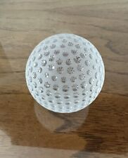 Tiffany&Co Crystal Glass Golf Ball Paperweight Hand Etched Dimples -Signed-MINT picture