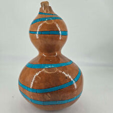 Large Hand Painted artist signed Gourd bottle decanter w cork stopper picture