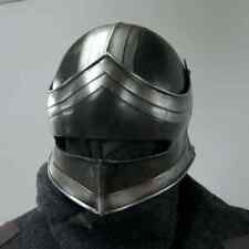 Blackened 20 Gauge Steel Medieval Dark knight Sallet Helmet x-mas gift item picture
