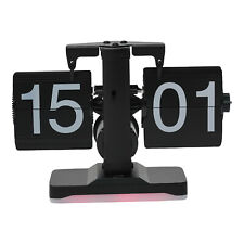 Modern Tabletop Flip Down Clock 24h Digital Flip Clock w/ 3 Colors LED Light Gif picture