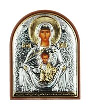 Greek Russian Orthodox Silverplated Icon Our Lady Tsambika Po-20 7.5x6cm picture