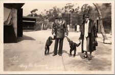 1930 MONTECITO Calif. RPPC Postcard Along the Promenade Chimpanzees NIELEN Photo picture