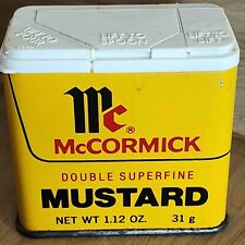Vintage McCORMICK Mustard Tin Metal  W/ Plastic Top Nice Condition Advertising picture