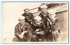US Navy Sailors Postcard RPPC Photo Ship Scene c1910's Antique Unposted picture