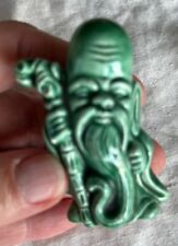 Vtg. Chinese God of Longevity Immortal Chou Lao Mudman Glazed Clay Figurine 2.5