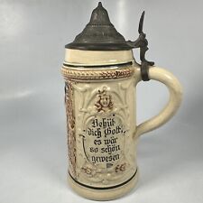 Antique German Beer Stein 19thc Stoneware Tankard Vessle Trompeter Von Sackingen picture