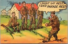 1940s WWII Comic Military Postcard 