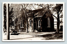 RPPC Postcard Sturgis MI Michigan First Baptist Church Old Car picture