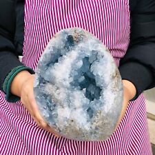 10.58LB Natural Beautiful Blue Celestite Crystal Geode Cave Mineral Specimen 188 picture