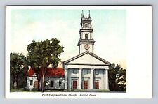 Bristol CT-Connecticut, First Congregational Church, Religion, Vintage Postcard picture
