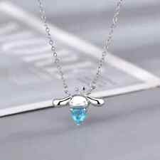 Cute Cinnamoroll Heart of The Sky Tiny Pendant Blue Gem Setting Tin Necklace picture