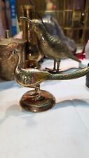VINTAGE MID CENTURY BRASS PEACOCK With Red Details FIGURINE picture