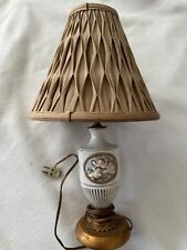 VINTAGE CERAMIC Hand-painted TABLE Angel Small Lamp With Shade picture
