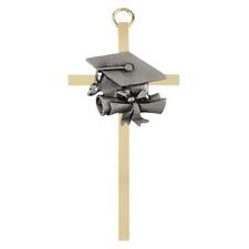 Brass Cross with Emblem Graduation Gold-Plated Cross Pewter Finish 4.25 Inch picture