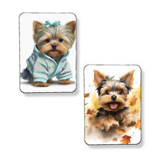 Set of 2 Yorkshire Terrier Yorkie Magnets Bedtime & Play Time Graphic Art Prints picture