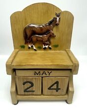 Heavy Vtg Ceramic Perpetual Calendar With Horses, Farmhouse Country - 2lbs picture