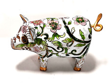 Brass and enamel floral decorated pig pre-owned picture