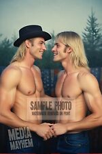 Two Blonde Patriotic Men being intimate Print 4x6 Gay Interest Photo #681 picture