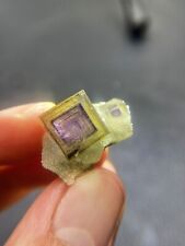 TOP！6.5g exquisite multi-layer purple window yellow cubic fluorite crystal picture